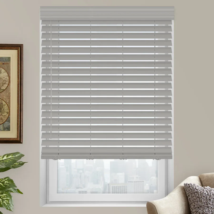 Faux wood blinds · Living room