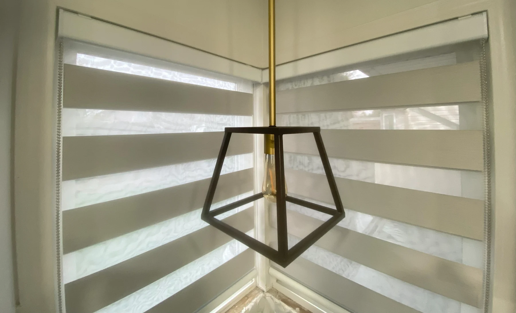 Zebra blinds around a stairwell